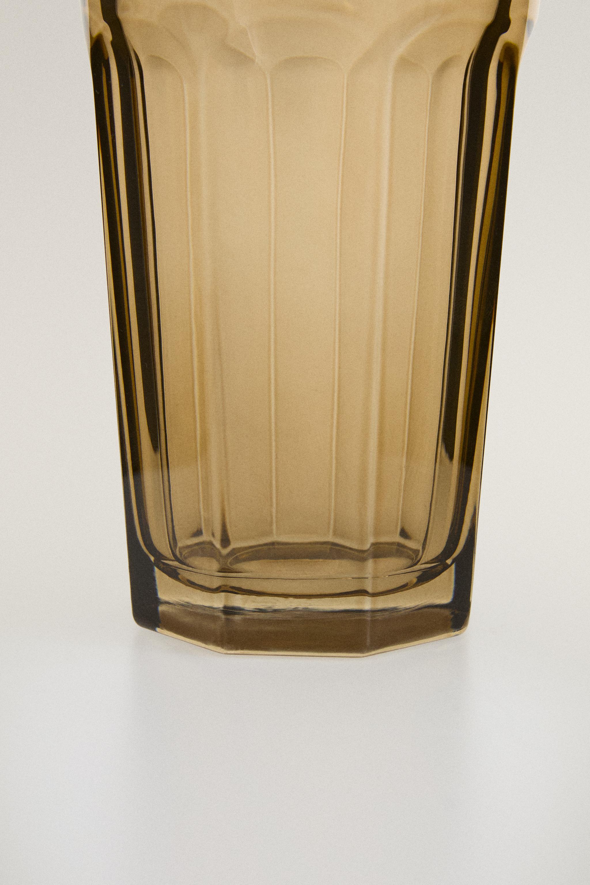 FACETED RAISED DESIGN GLASS SOFT DRINK TUMBLER